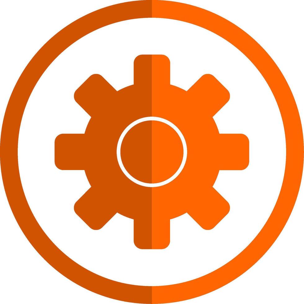 versnellingen glyph oranje cirkel icoon vector