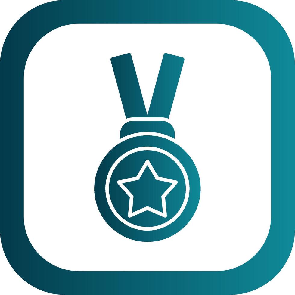 goud medaille glyph helling ronde hoek icoon vector