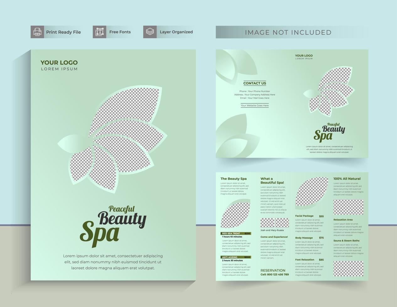 spa natuurlijke tweevoudige brochure vector