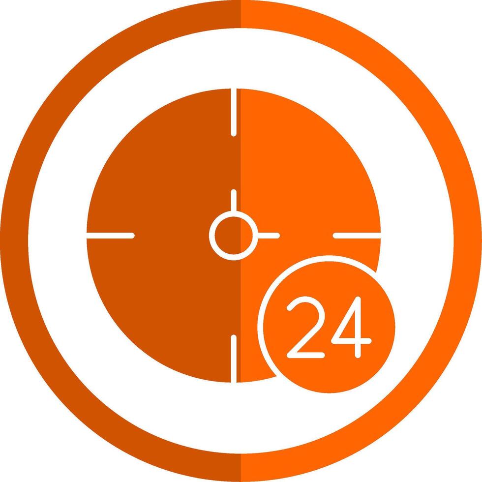 24 uren glyph oranje cirkel icoon vector