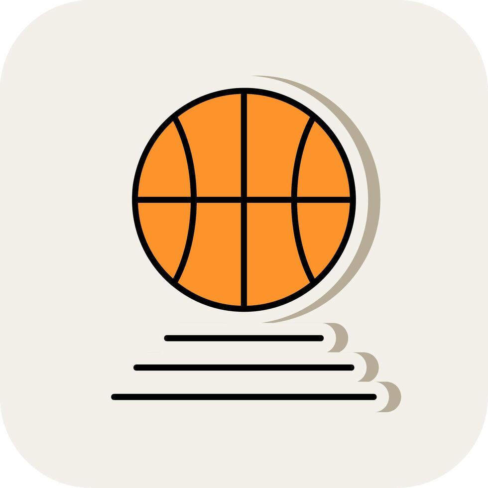 basketbal lijn gevulde wit schaduw icoon vector