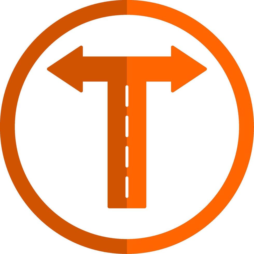 kruispunt glyph oranje cirkel icoon vector