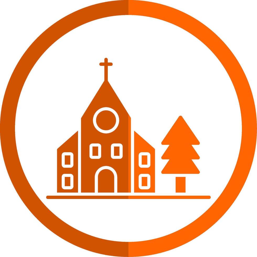 kerk glyph oranje cirkel icoon vector