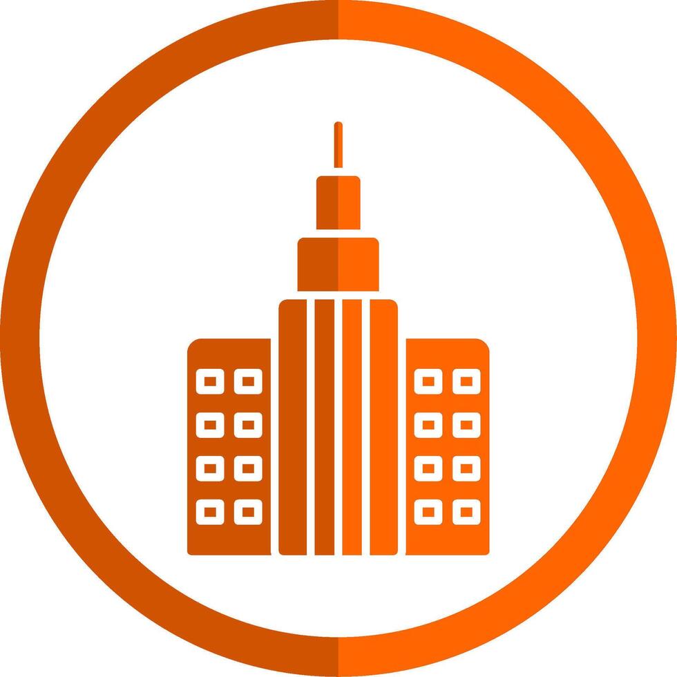 skycraper glyph oranje cirkel icoon vector