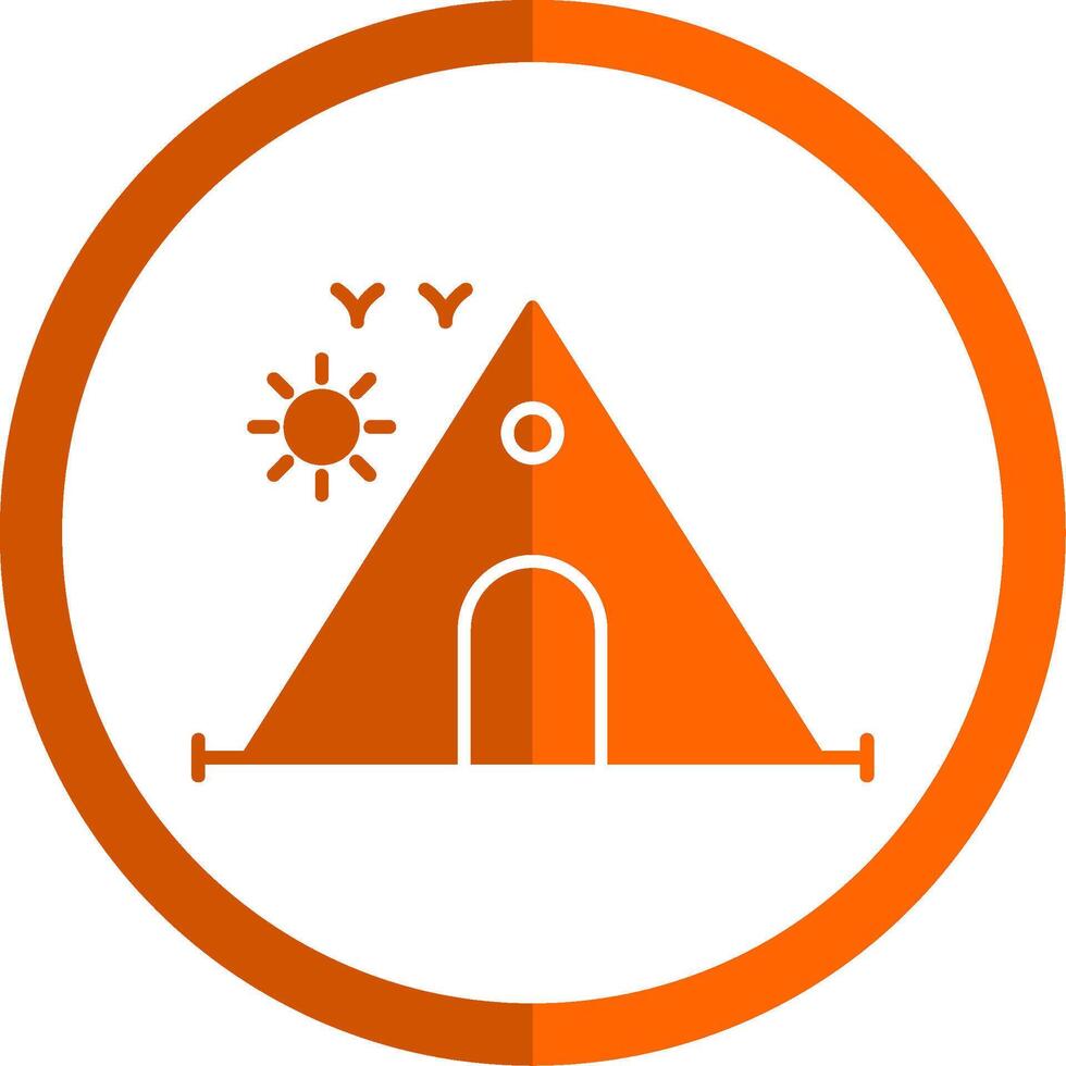 camping glyph oranje cirkel icoon vector