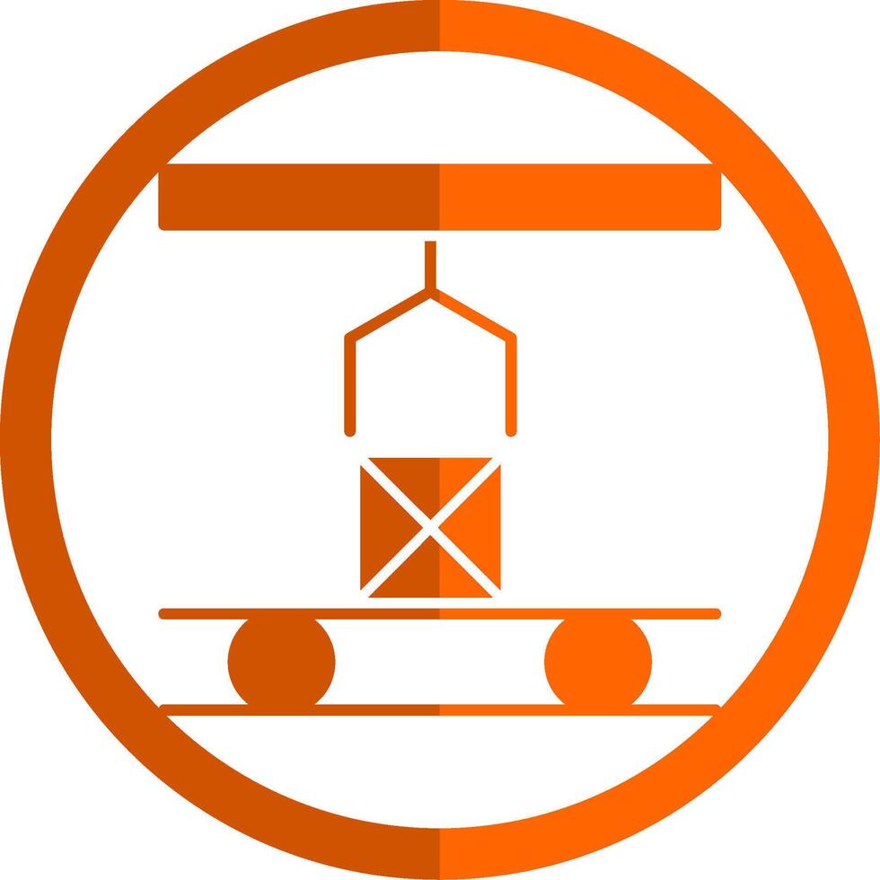 massa productie glyph oranje cirkel icoon vector