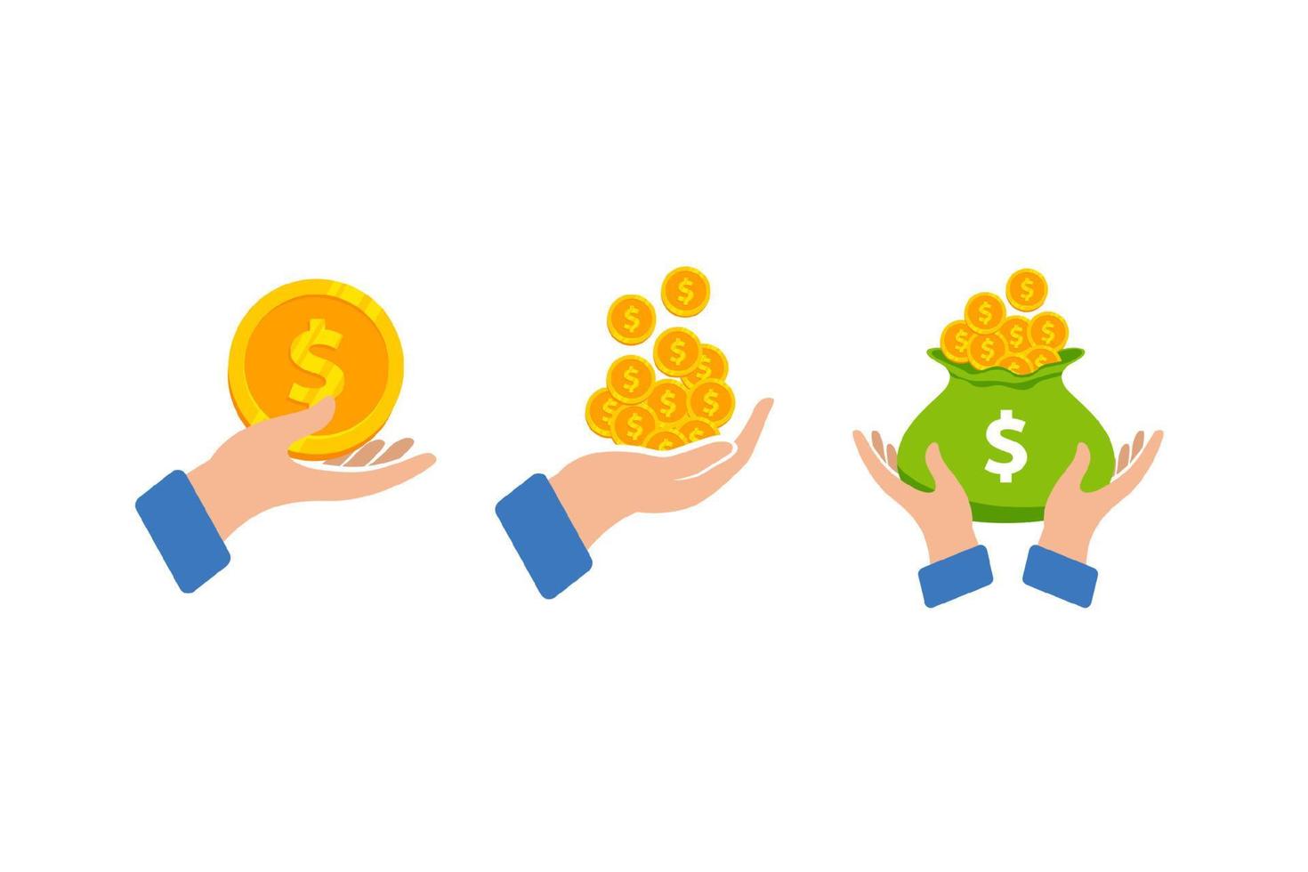 hand en geld vector pictogram illustratie. geld besparen pictogram symbool ontwerp.