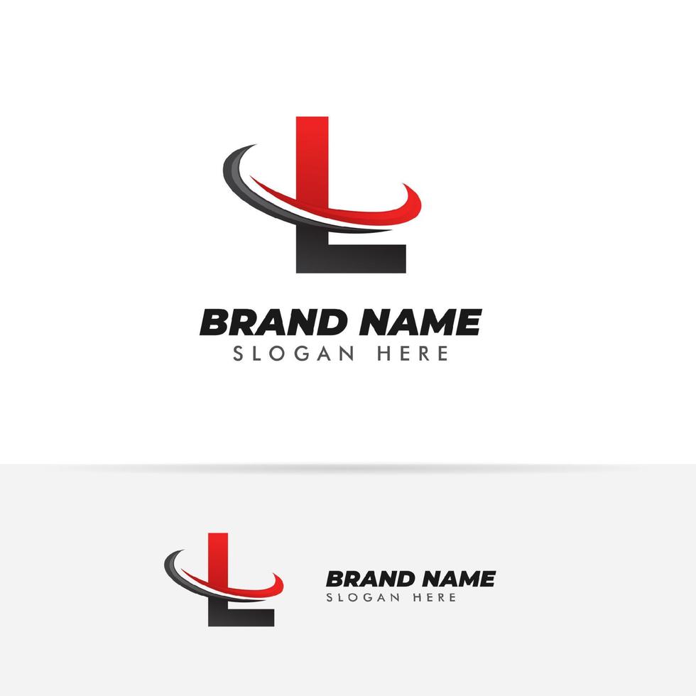 letter l-logosymbool met swoosh-ontwerpen vector