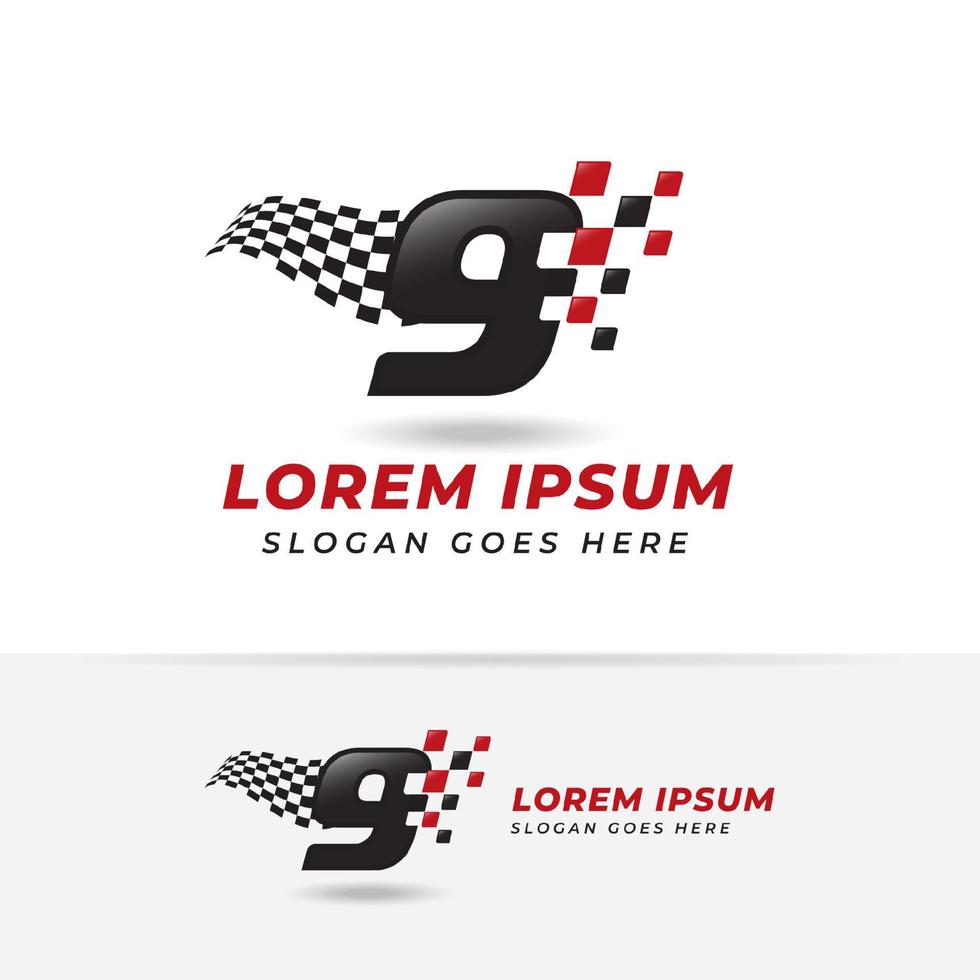 nummer negen 9 race pictogram symbool ontwerp. logo-ontwerpen voor racenummers vector