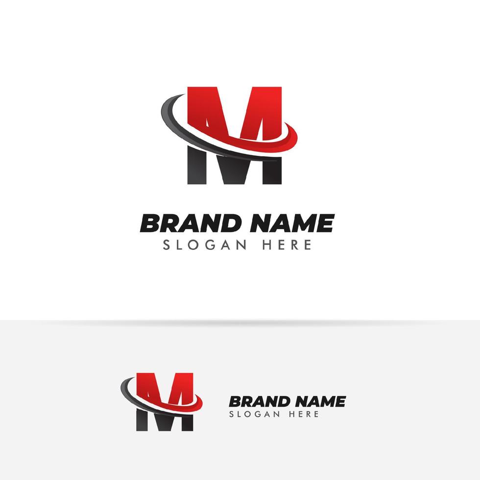 letter m-logosymbool met swoosh-ontwerpen vector