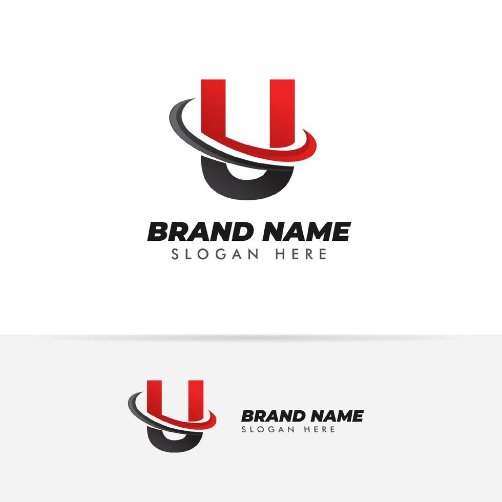 letter u-logosymbool met swoosh-ontwerpen vector