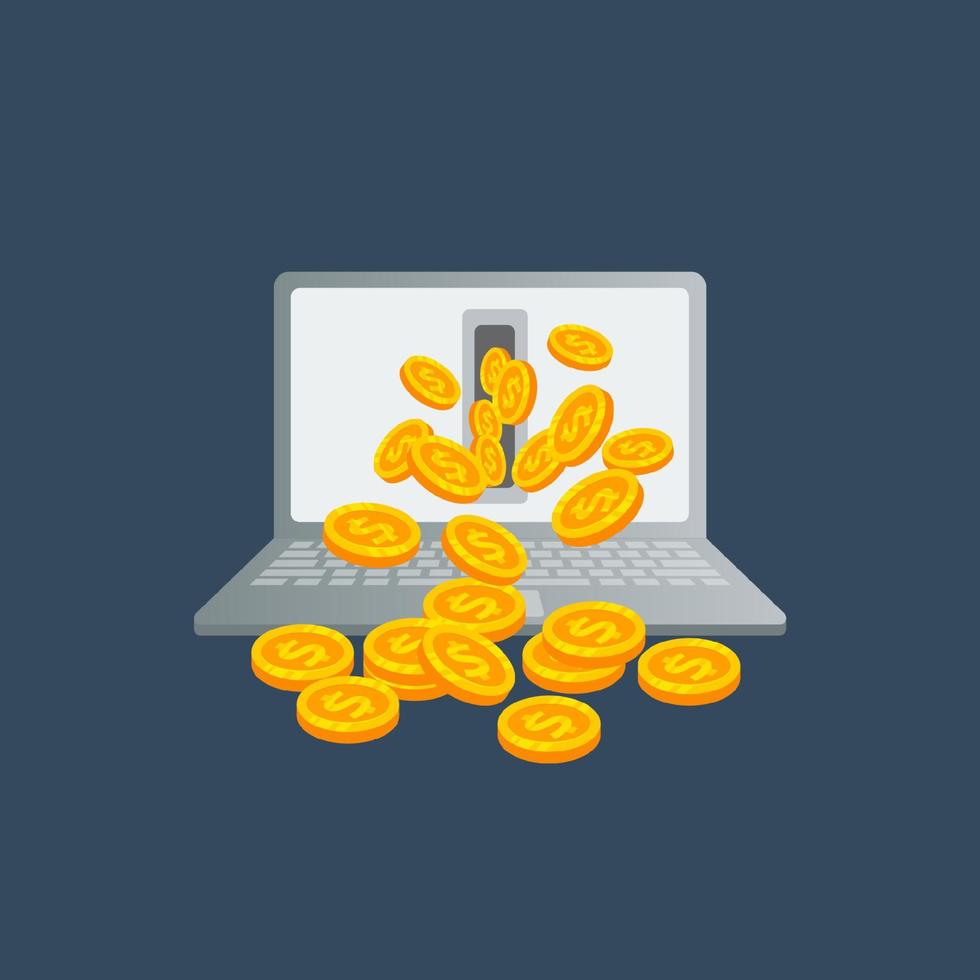 verdien geld online vectorontwerpillustratie. geld verdienen online pictogram symbool ontwerpen vector