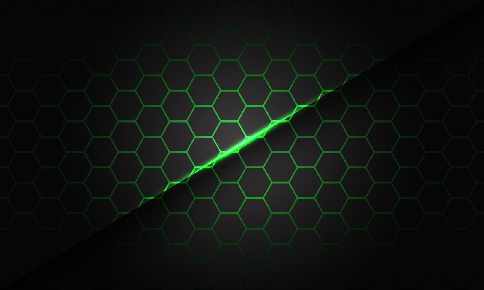 abstracte groene zeshoek mesh lijn licht schuine streep schaduw op grijs ontwerp moderne futuristische technologie achtergrond vecor vector