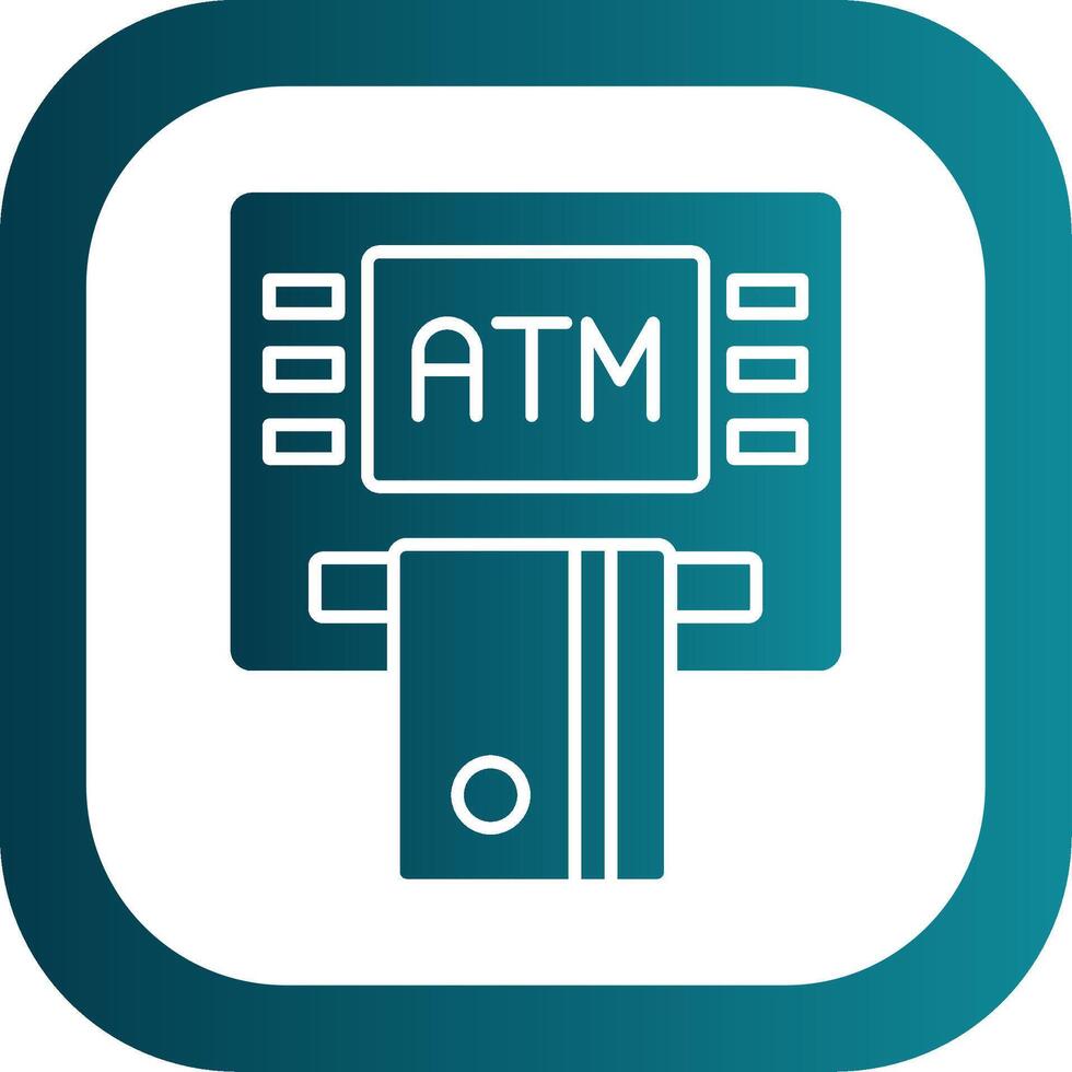 Geldautomaat machine glyph helling ronde hoek icoon vector