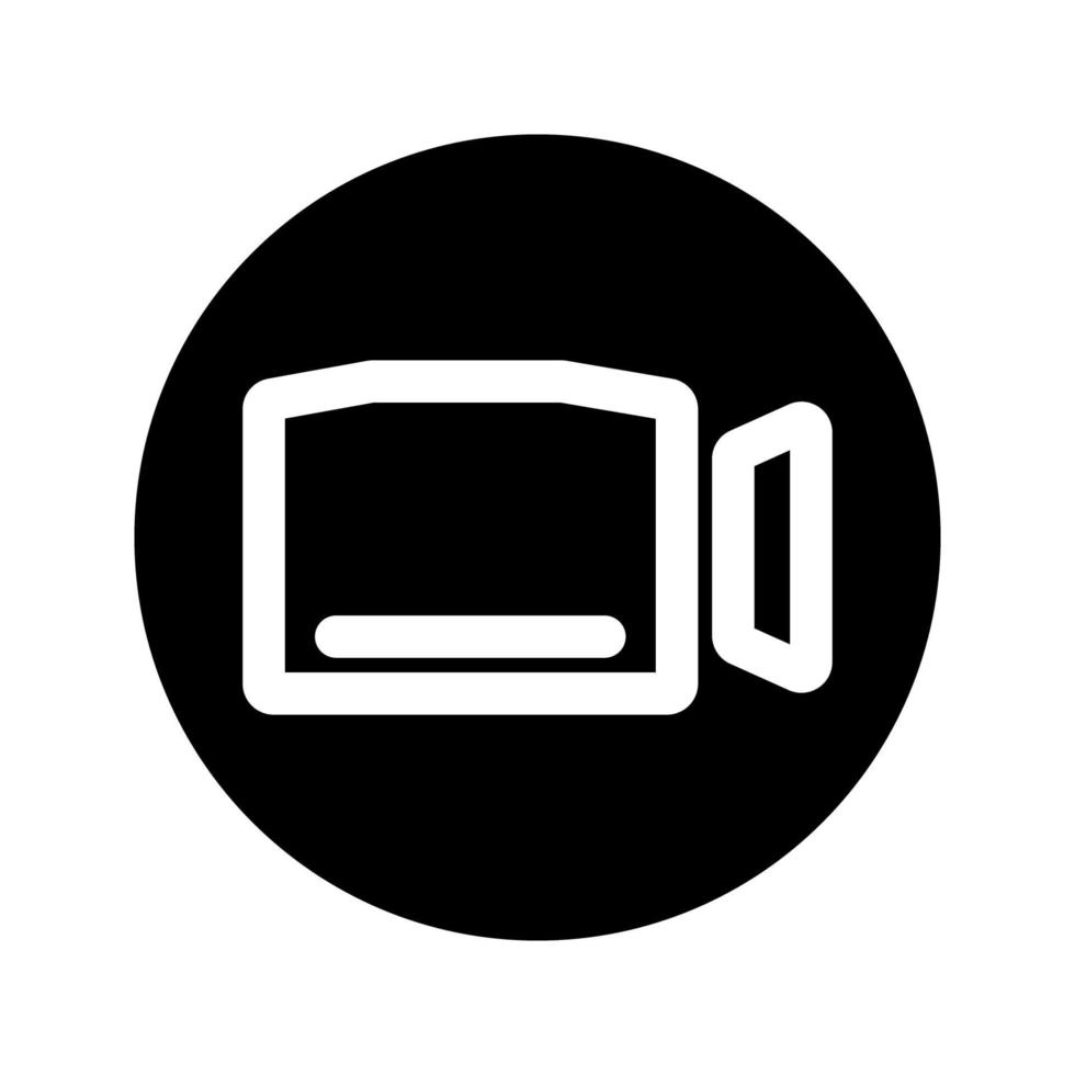 glyph-pictogram van de videocamera. film camera. zwarte internet ronde knop voor webinar, videochat, ect vector