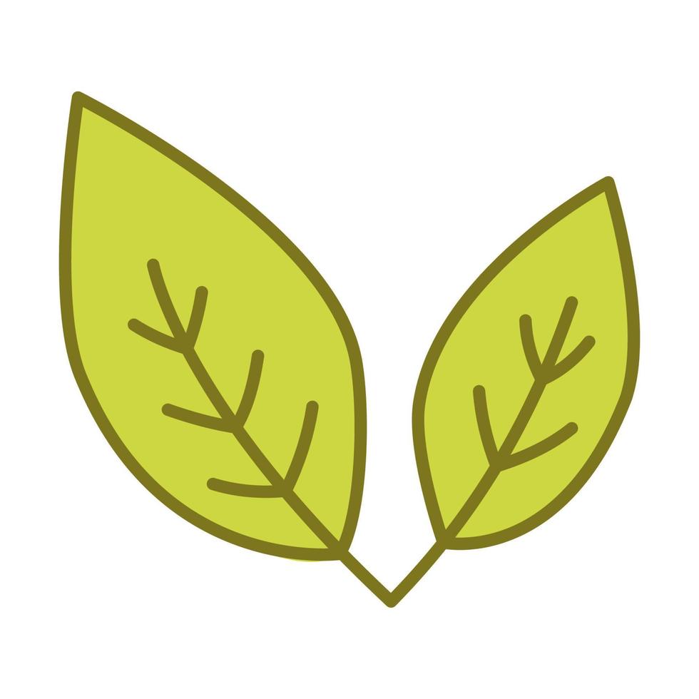 groene bladeren pictogram. groeiende plant. twee groene bladeren. milieubeschermingsconcept, biologisch voedsel, veganistische producten vector