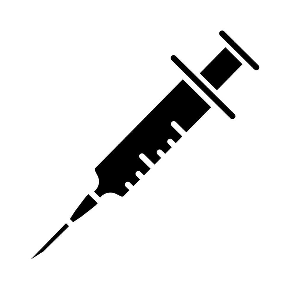 medische spuit, injectiepictogram. naald in glyph. medische naald pictogram. wegwerpspuit met naald. toepasbaar voor vaccininjectie of vaccinatie vector