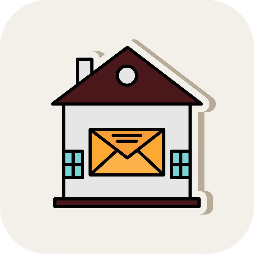 huis mail lijn gevulde wit schaduw icoon vector
