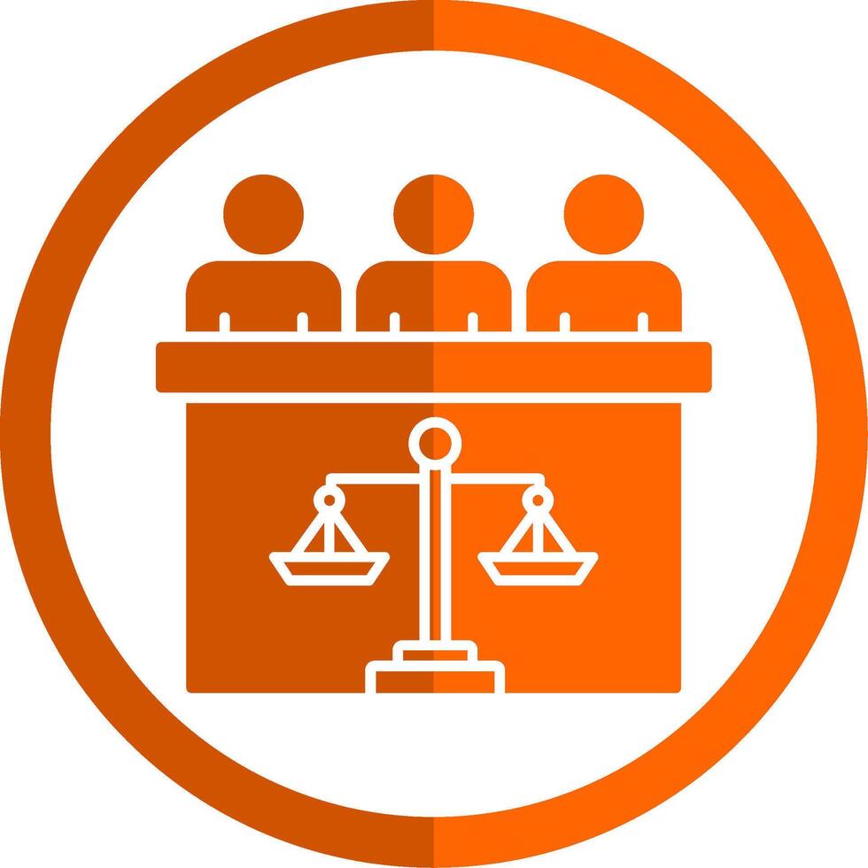 rechtbank jury glyph oranje cirkel icoon vector