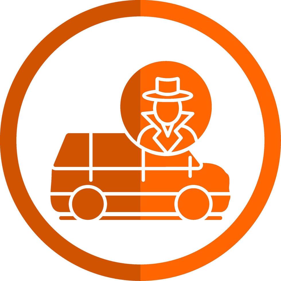 dief busje glyph oranje cirkel icoon vector