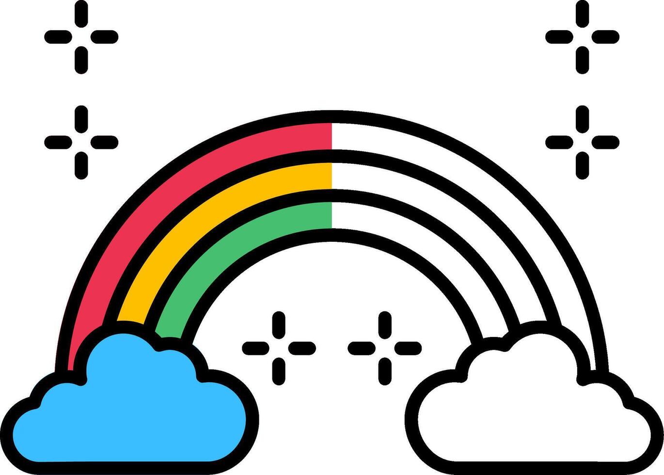 regenboog gevulde voor de helft besnoeiing icoon vector