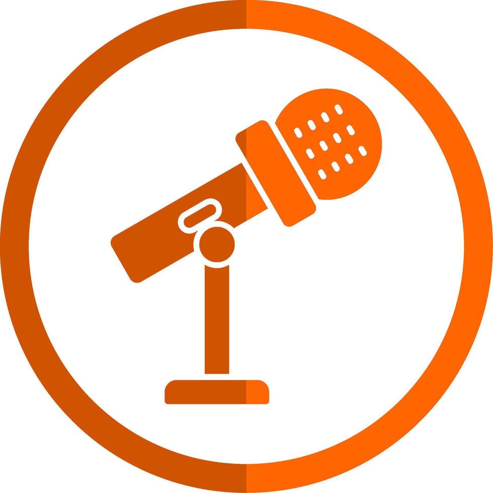 staan mic glyph oranje cirkel icoon vector