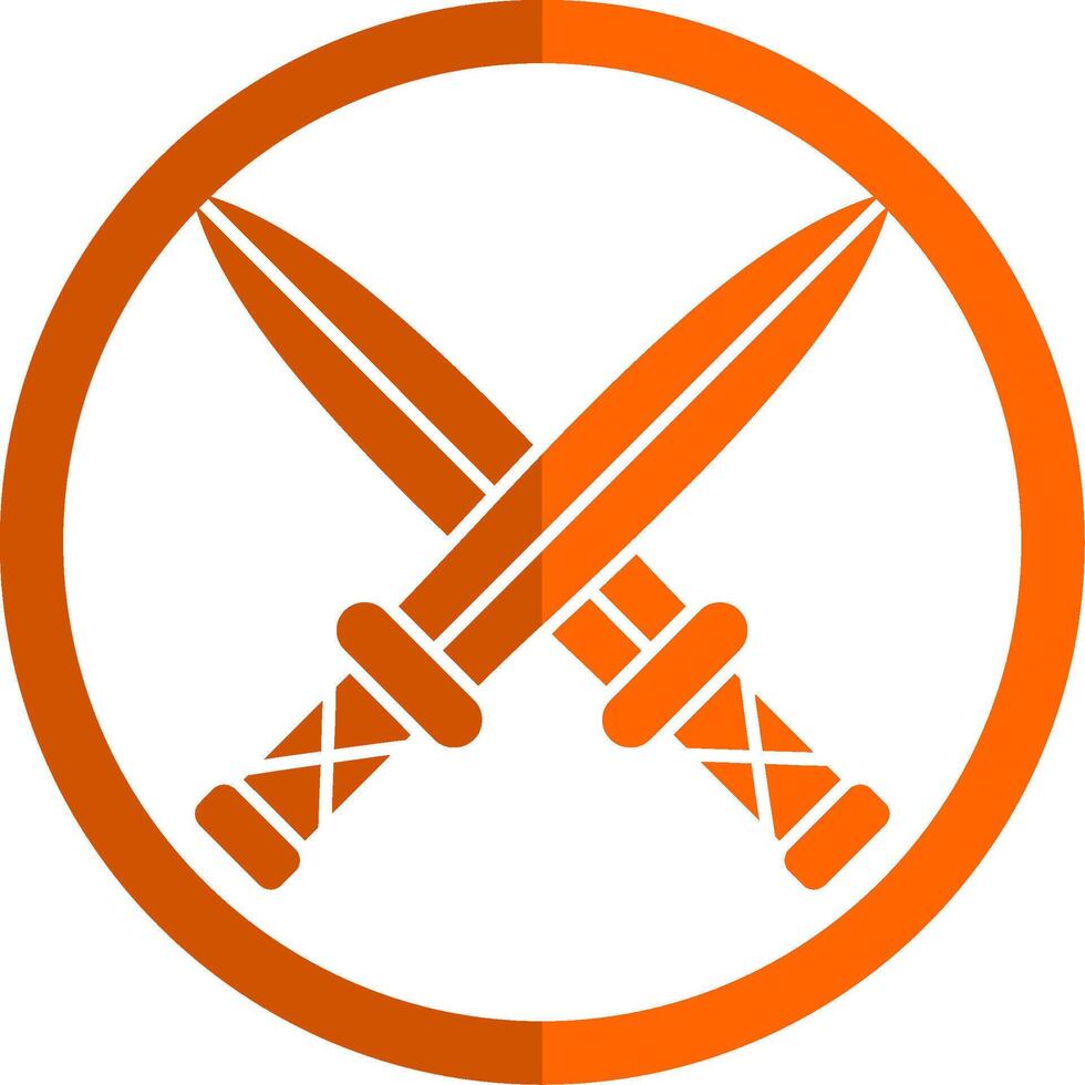 twee Zwaarden glyph oranje cirkel icoon vector