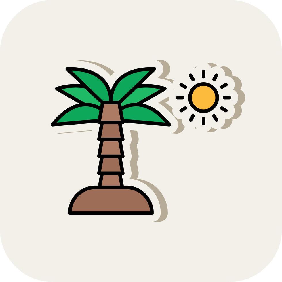 palm boom lijn gevulde wit schaduw icoon vector
