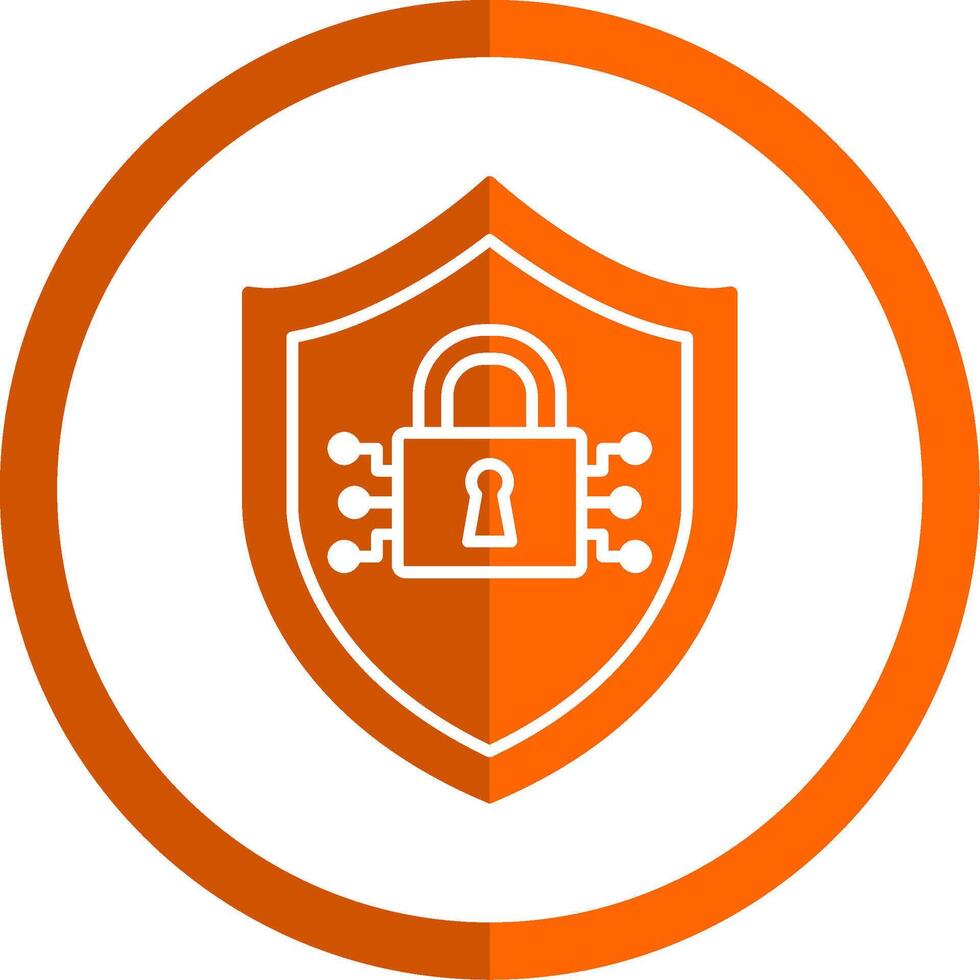 cyber veiligheid glyph oranje cirkel icoon vector