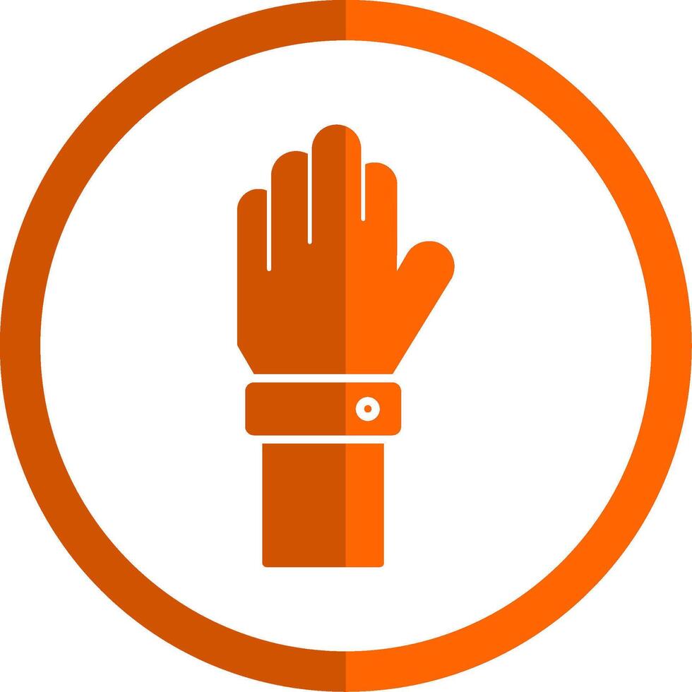 verhogen hand- glyph oranje cirkel icoon vector