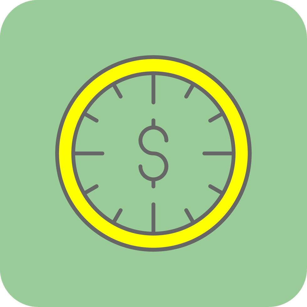 tijd is geld gevulde geel icoon vector