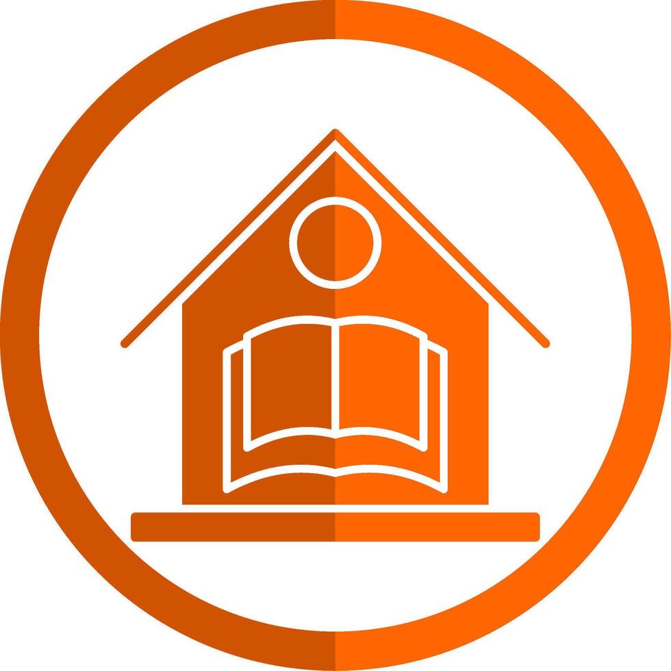 huis school- glyph oranje cirkel icoon vector