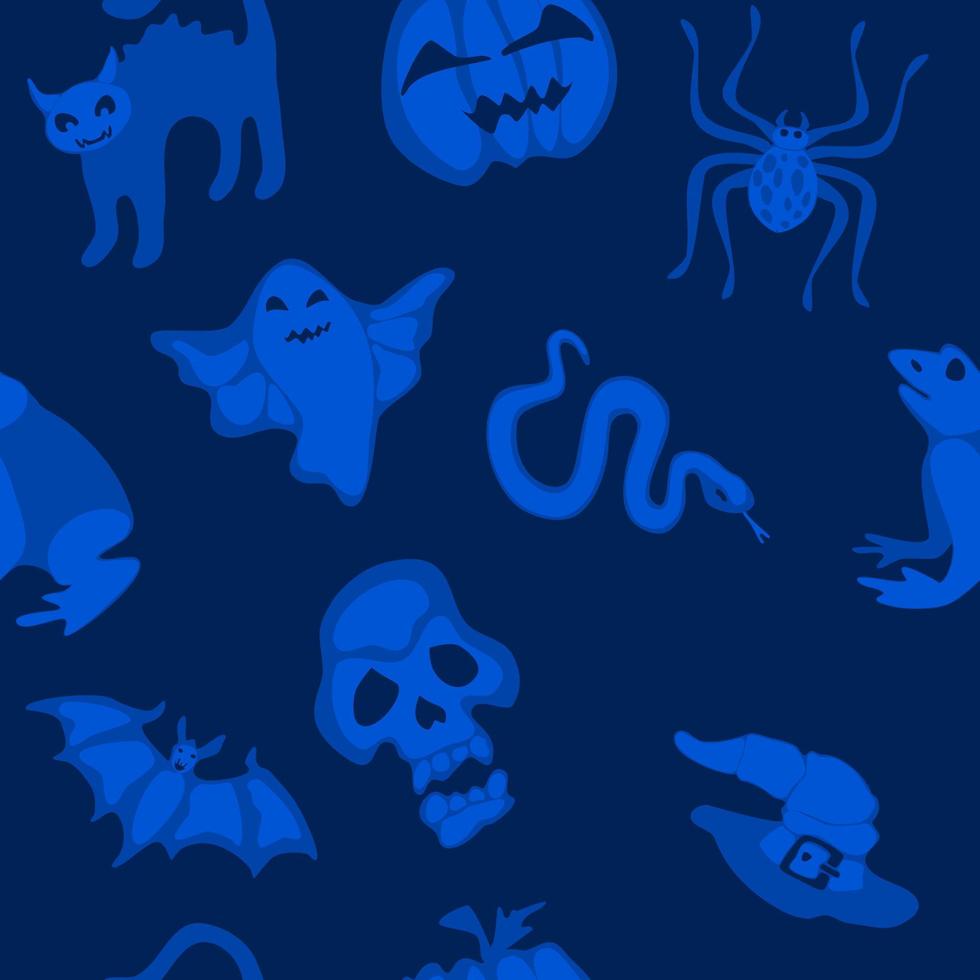 blauw achtervolgd naadloos patroon voor halloween vector