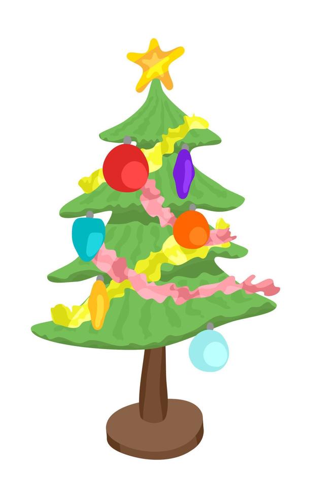 feestelijke elegante kerstboom voor het nieuwe jaar platte patroon nieuwe vector