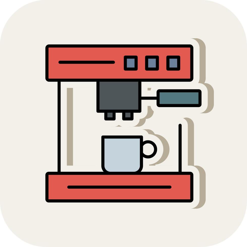 koffie machine lijn gevulde wit schaduw icoon vector