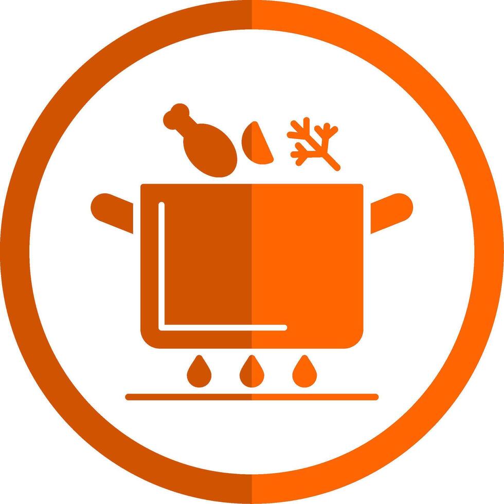 soep pot glyph oranje cirkel icoon vector