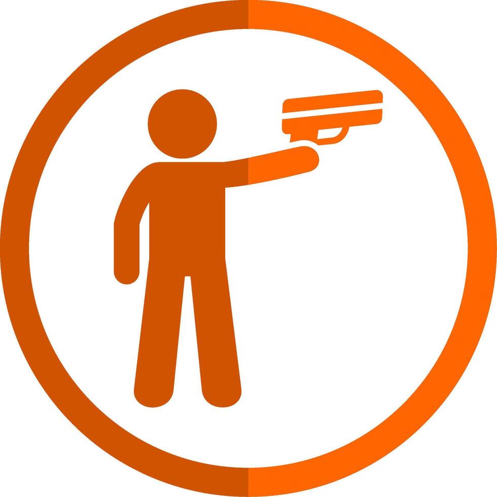 politieagent Holding geweer glyph oranje cirkel icoon vector