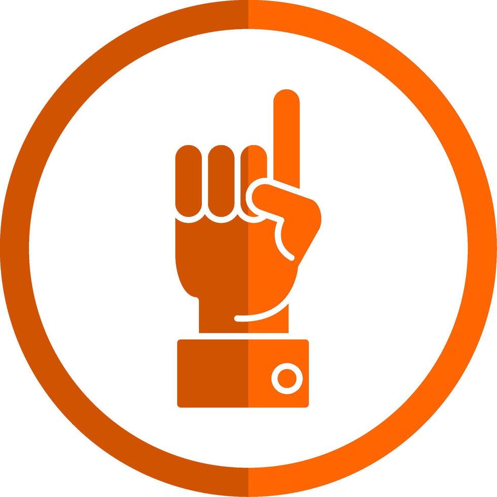 verheven vinger glyph oranje cirkel icoon vector