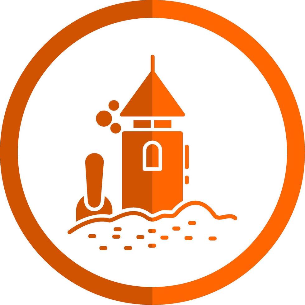 zand kasteel glyph oranje cirkel icoon vector