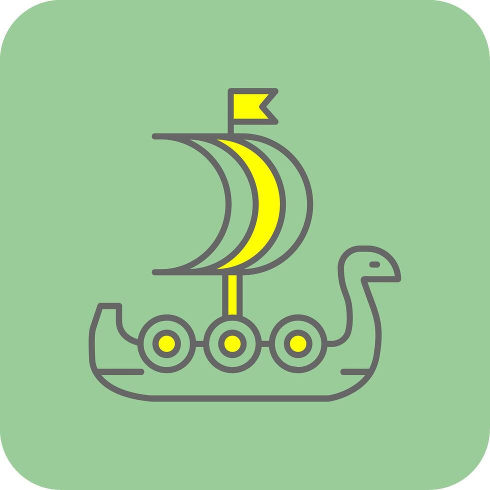 viking schip gevulde geel icoon vector