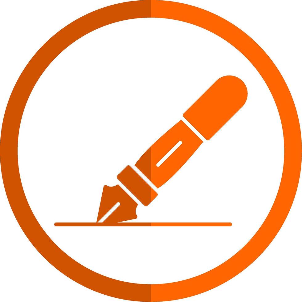 fontein pen glyph oranje cirkel icoon vector