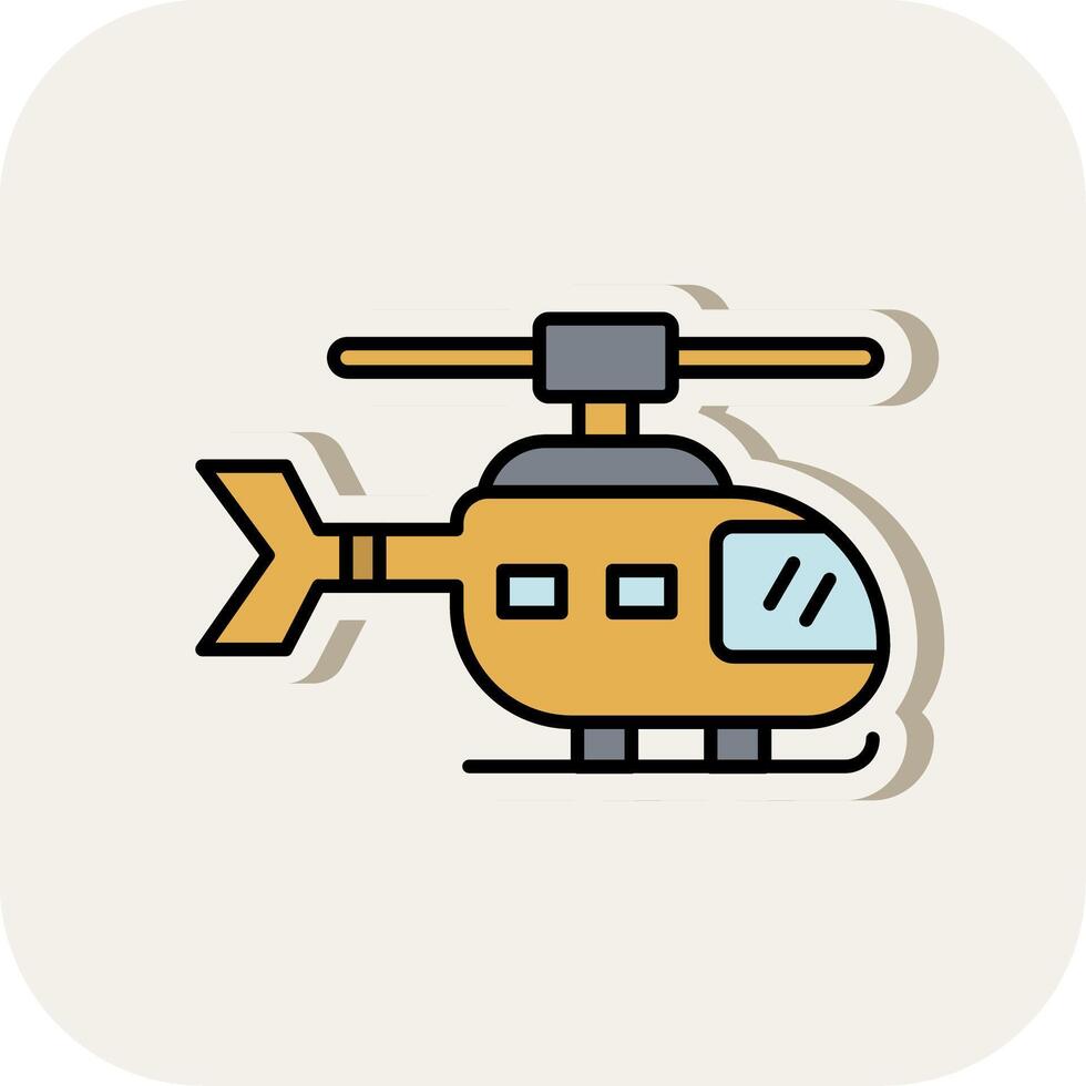 helikopter lijn gevulde wit schaduw icoon vector