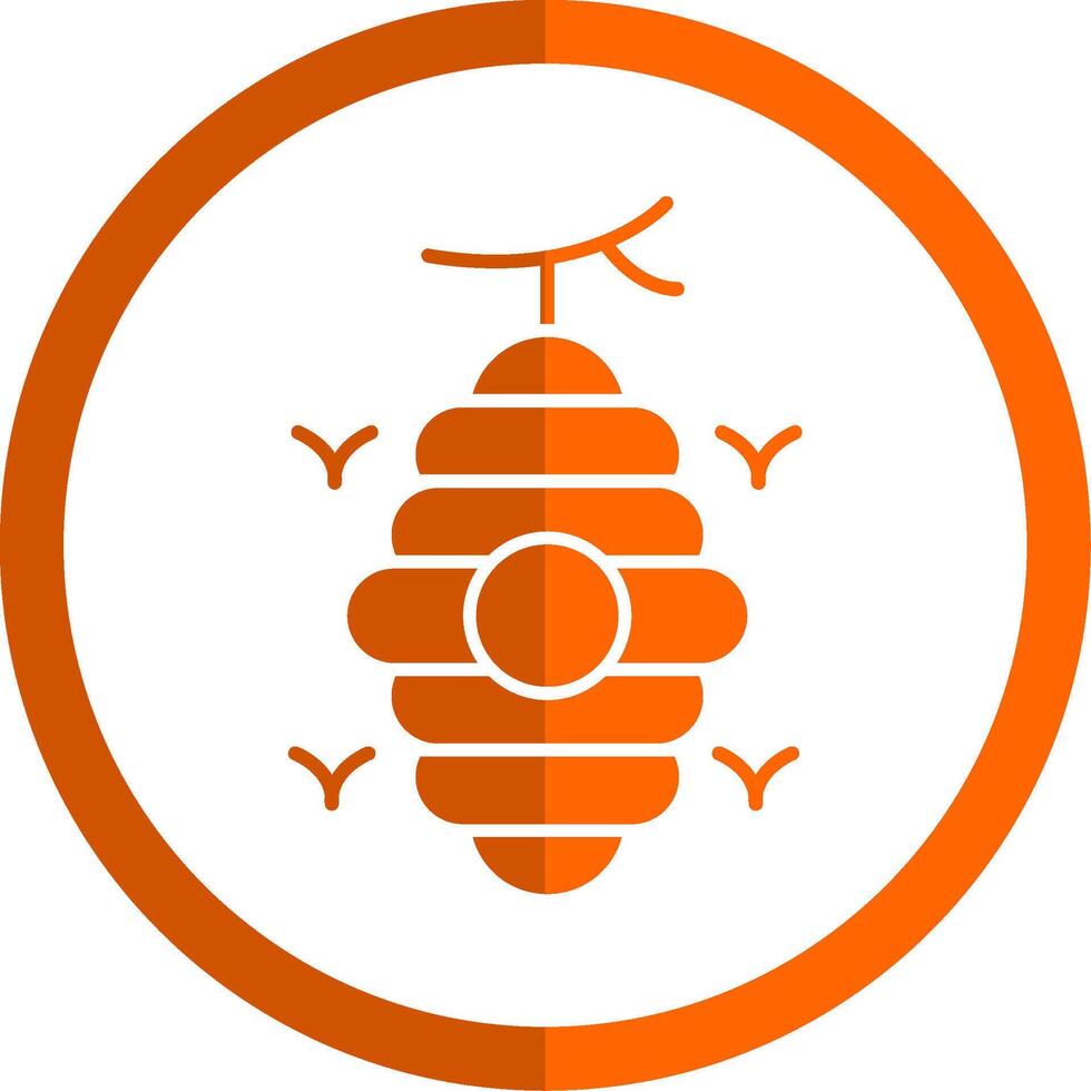 bijenkorf glyph oranje cirkel icoon vector