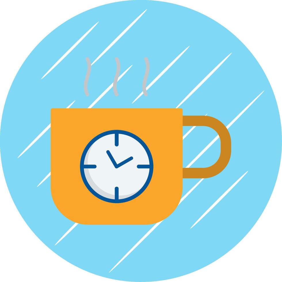 koffie tijd vlak blauw cirkel icoon vector
