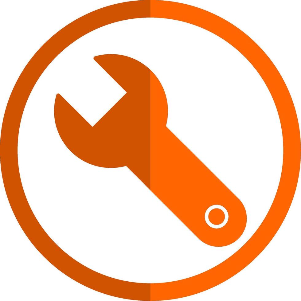 moersleutel glyph oranje cirkel icoon vector