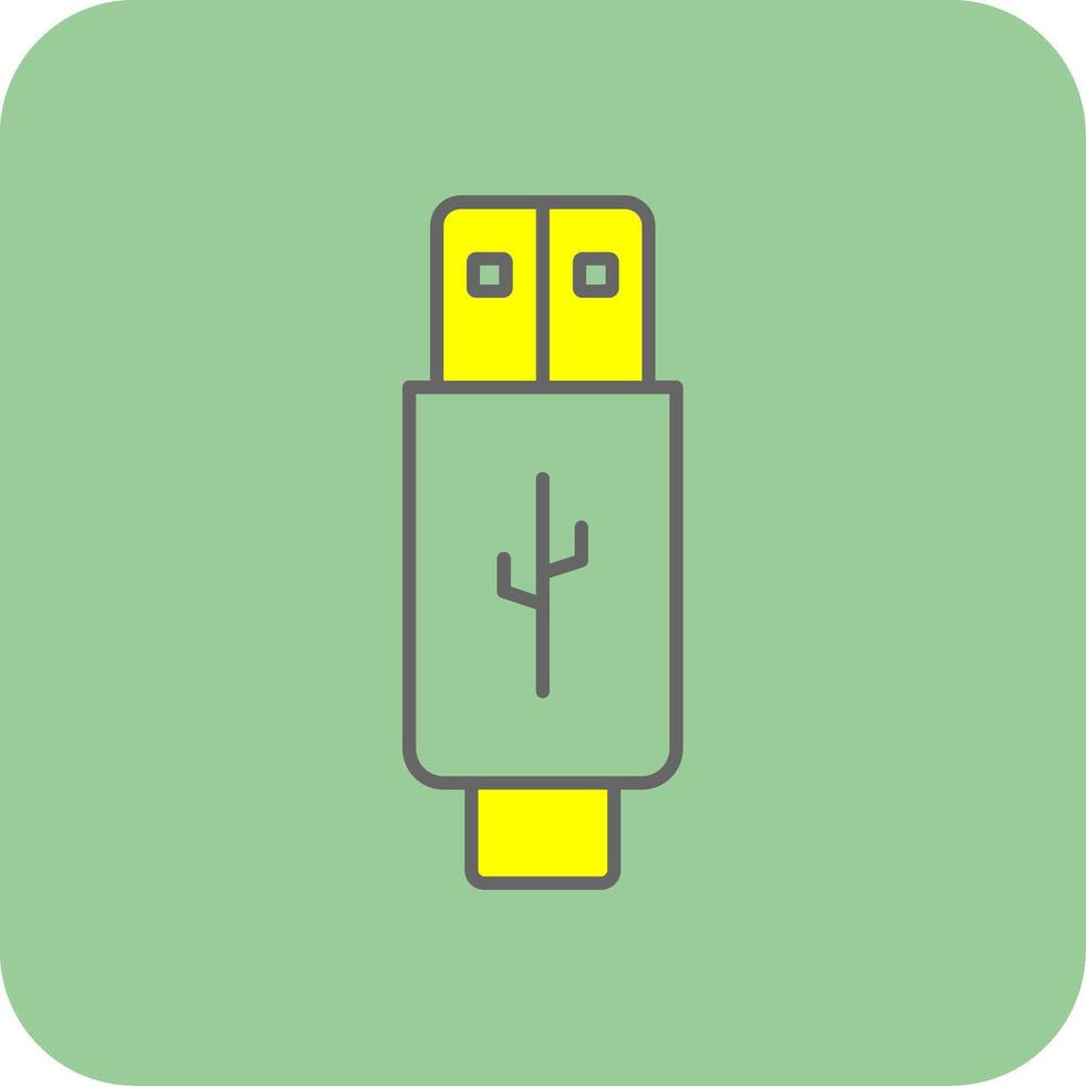 USB gevulde geel icoon vector