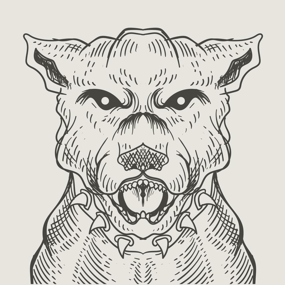 illustratie vintage hond gravure stijl vector