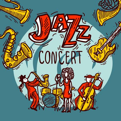 Jazz schets poster vector