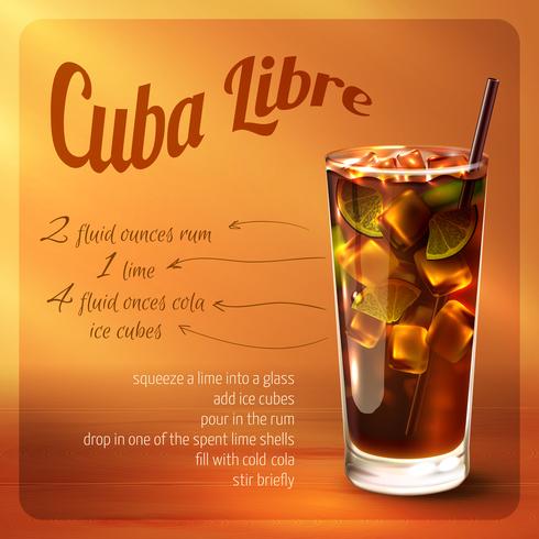 Cuba libre cocktailrecept vector