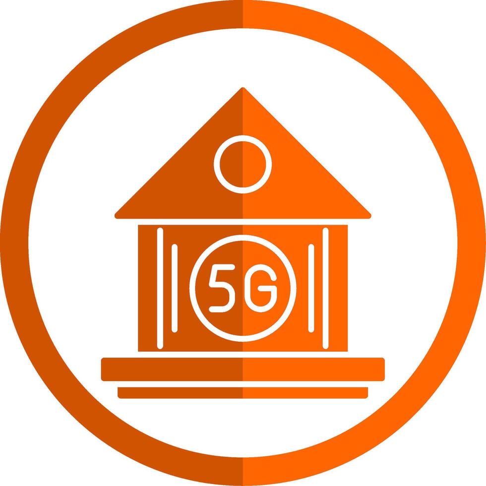 slim huis glyph oranje cirkel icoon vector